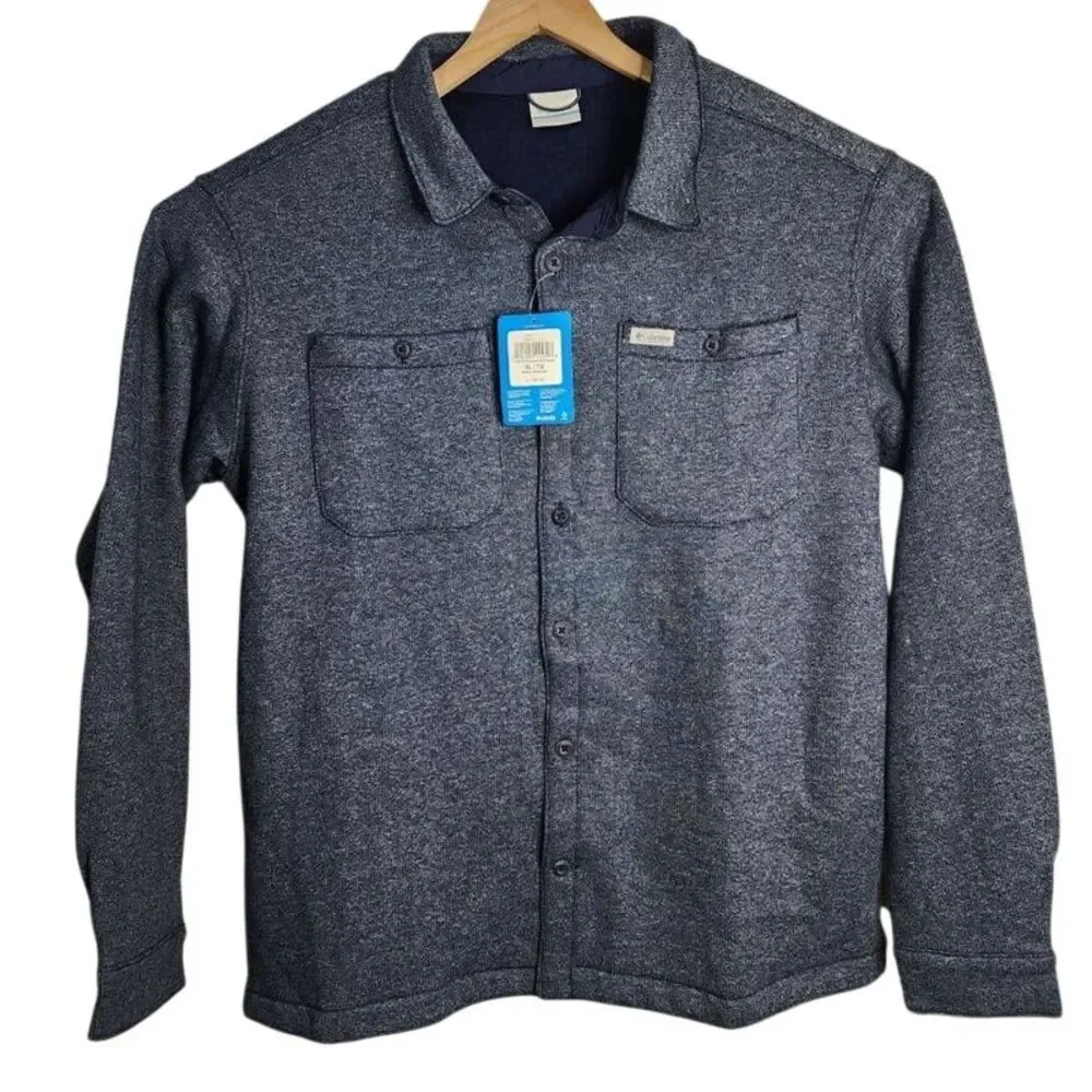 Columbia Shirt Jacket Men's‎ XL Active Top Great Heart Mountain Navy Blue NWT